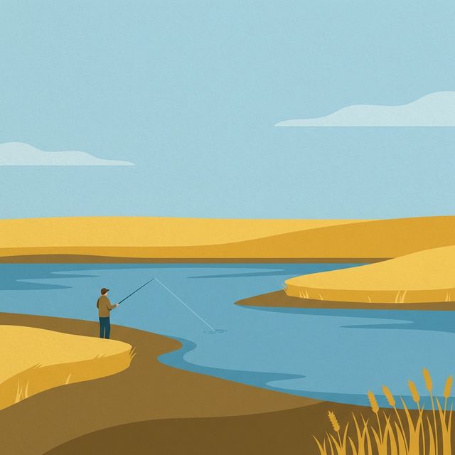 Kansas reservoir fishing at sunset