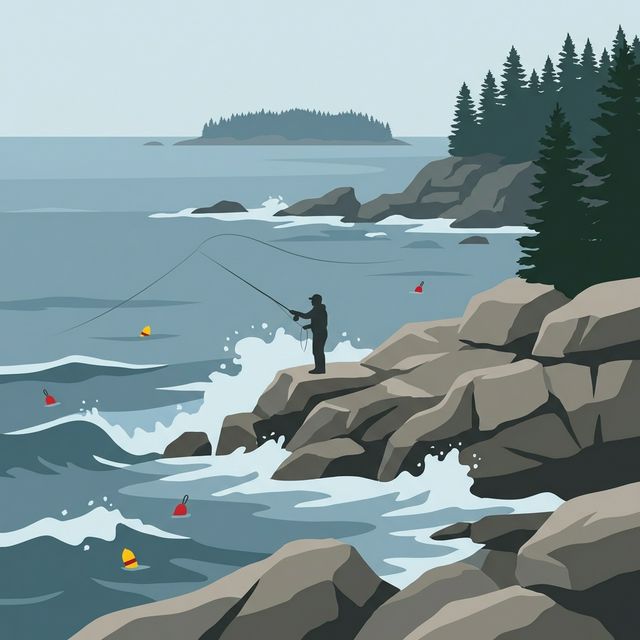 Maine lake fishing at dawn