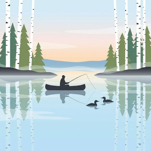 Minnesota lake fishing at dawn