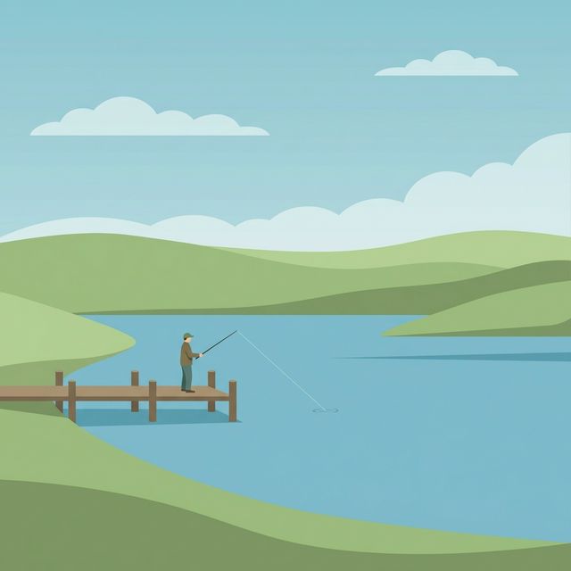 Nebraska lake fishing at sunrise